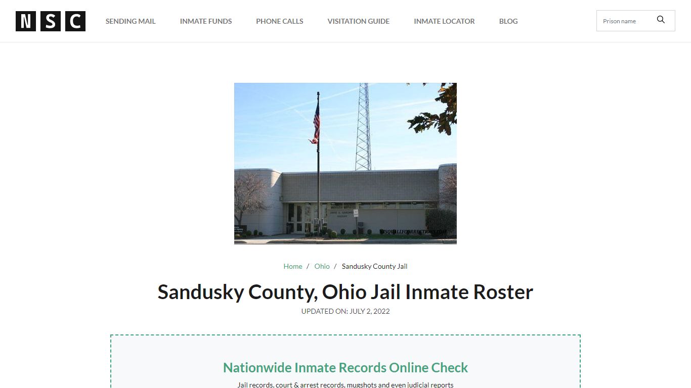 Sandusky County, Ohio Jail Inmate List